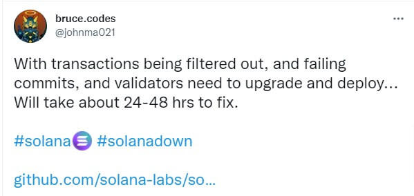۲۴ تا ۴۸ ساعت تا برطرف شدن مشکل شبکه مورد نیاز است - اختلال در شبکه سولانا