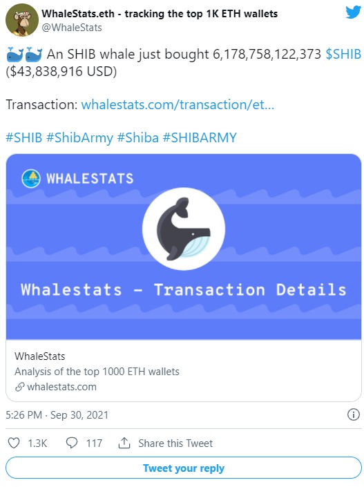توییت درباره خرید شیبا اینو توسط یک نهنگ