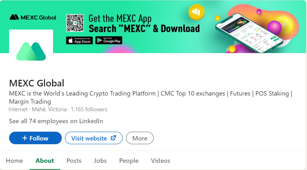 صفحه لینکدین صرافی MXC