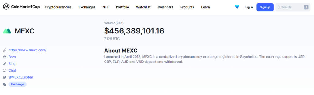 صرافی MEXC در کوین مارکت کپ