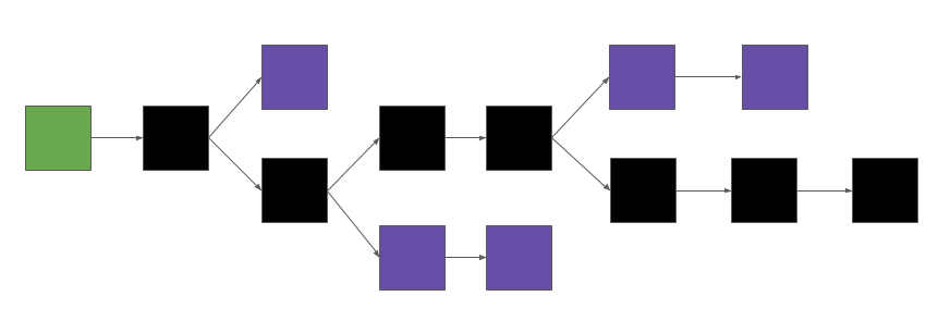زنجیره اصلی، شاخه‌ای با بیشترین تعداد بلاک است. در این تصویر، زنجیره زنجیره اصلی با بلاک‌های مشکی رنگ مشخص شده است.