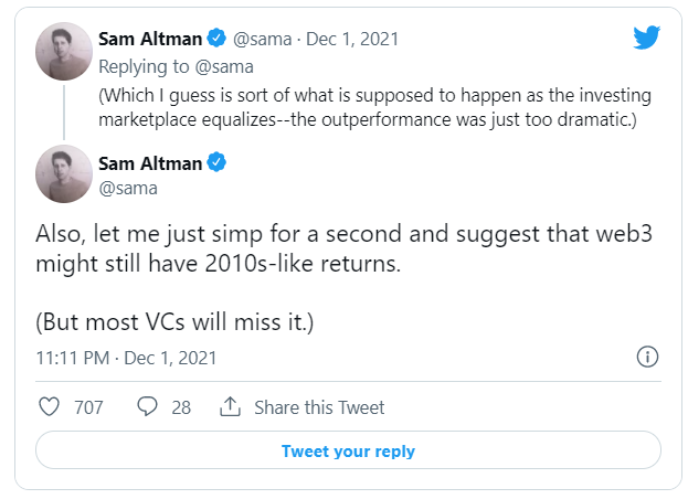 توییت سم آلتمن در رابطه با وب ۳.۰
