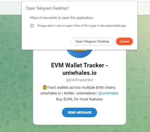 ورود به بات EVM Wallet Tracker