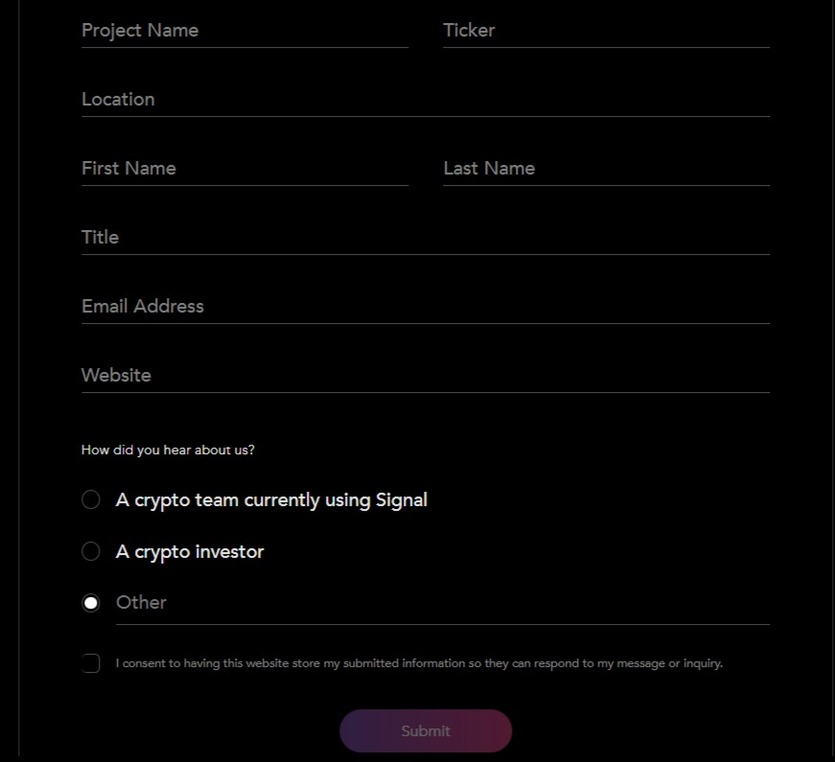 ارسال درخواست signal برای اپلیکیشن ftx