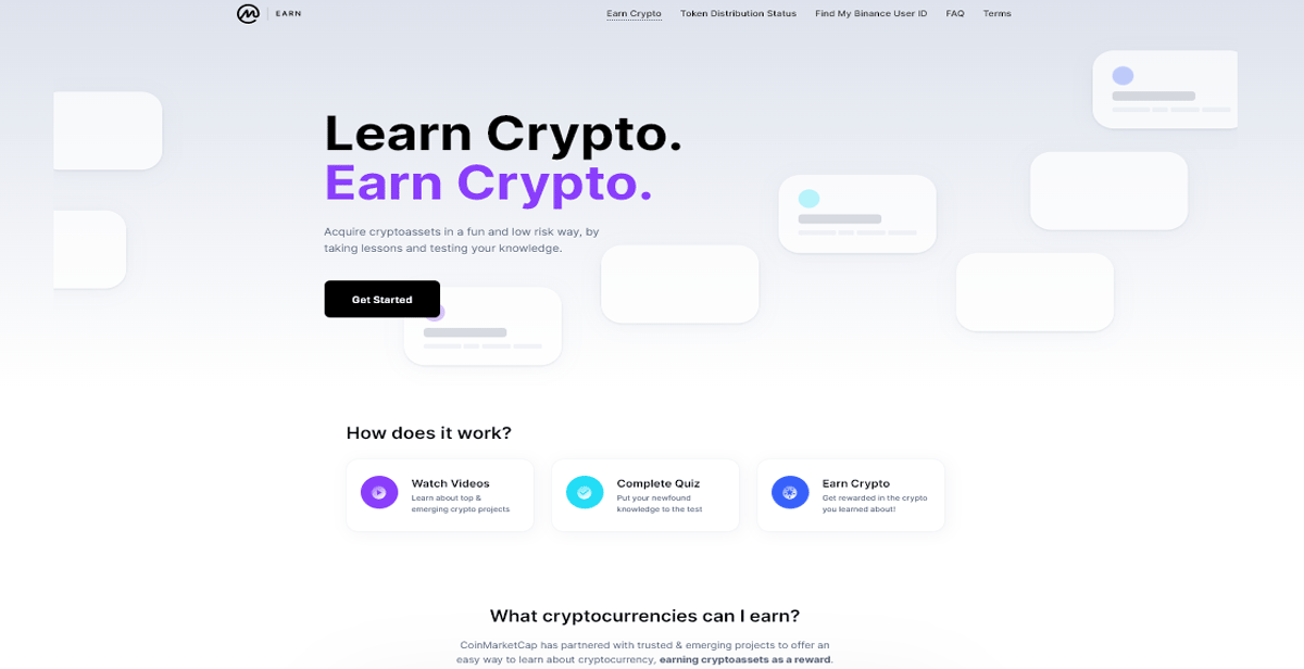 کسب درآمد با یادگیری در CoinMarketCap Earn