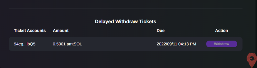The sixth step is to choose withdraw with a delay