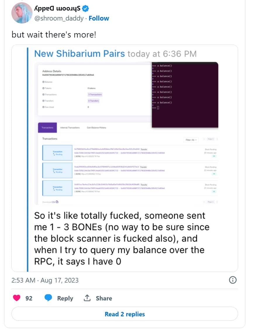 کاهش قیمت توکن‌های شیبا، BONE و LEASH؛ راه‌اندازی شبکه اصلی شیباریوم با  مشکل مواجه شد - میهن بلاکچین