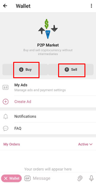 بازار P2P کیف پول تلگرام 