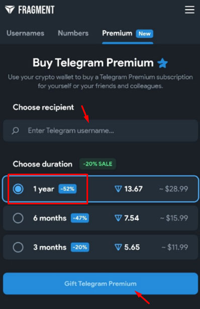 نحوه خرید اکانت پریمیوم تلگرام از Fragment
