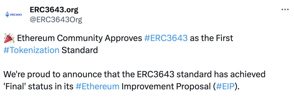توییت ERC3643.org درباره اتریوم