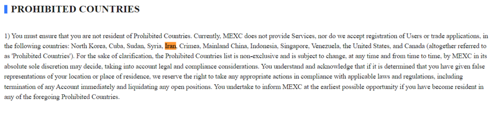 منبع: بخش قوانین صرافی MEXC