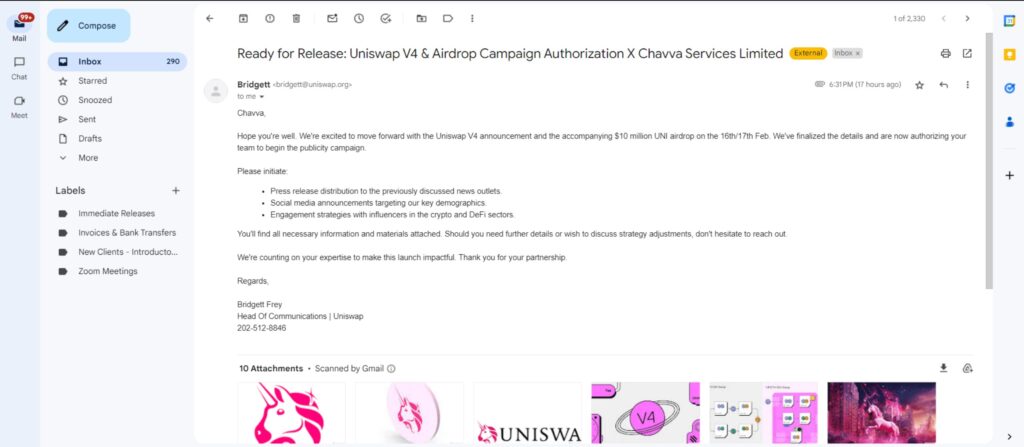 ایمیل جعلی به نام یونی سواپ