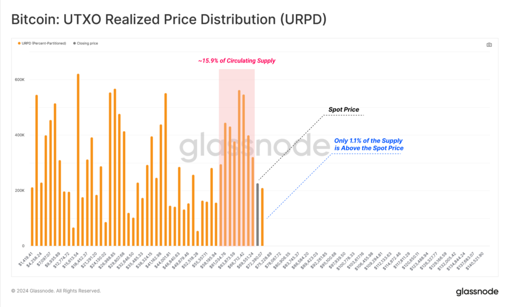 شاخص URPD  بیت کوین - منبع: Glassnode