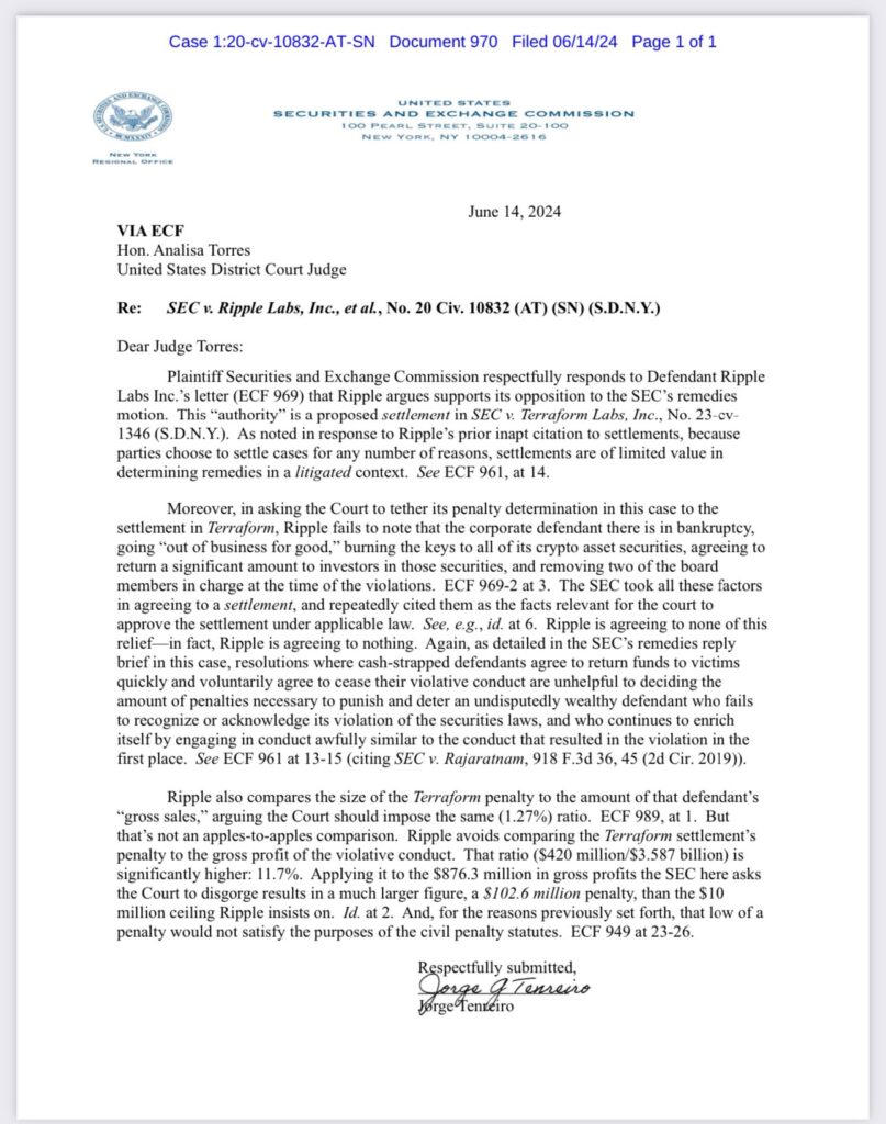 درخواست جدید کمیسیون بورس از دادگاه برای جریمه کردن ریپل - منبع: 
James K. Filan