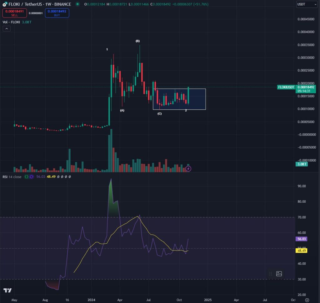 تحلیل نمودار قیمت فلوکی (FLOKI) - منبع: حساب Bluntz در X