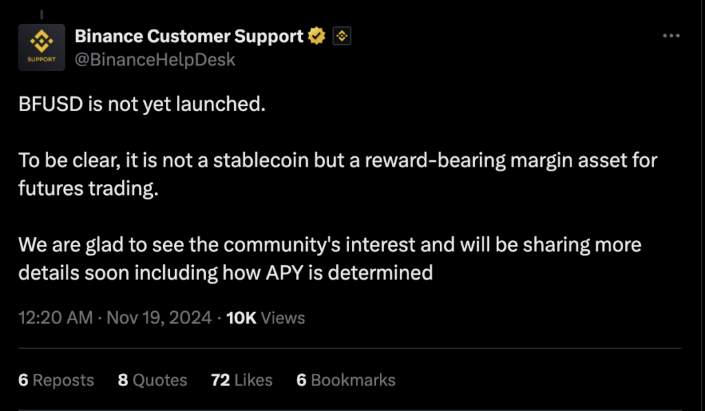 پست حساب Binance Customer Support در پلتفرم X