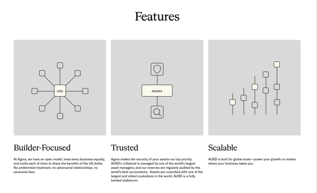 ویژگی‌های بنیادین استیبل کوین AUSD - منبع: Agora