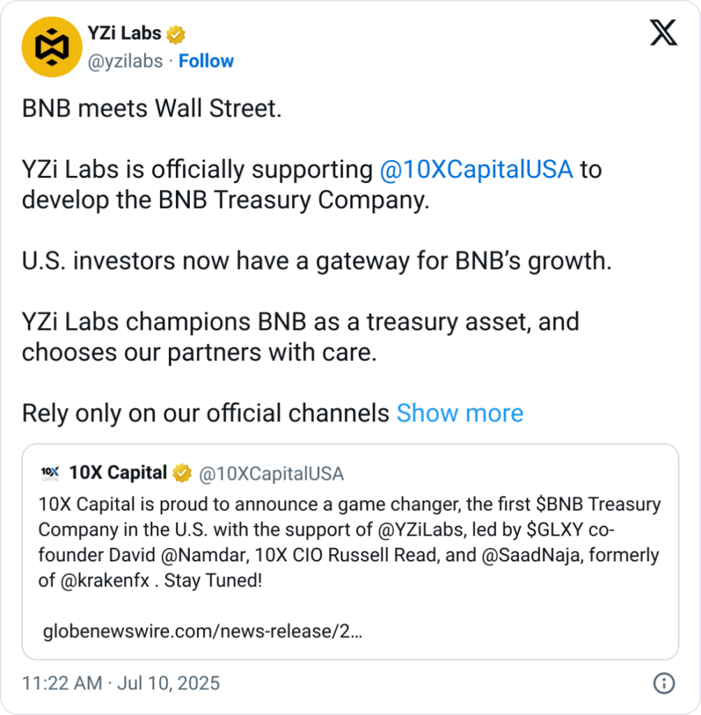 منبع: حساب YZi Labs در X