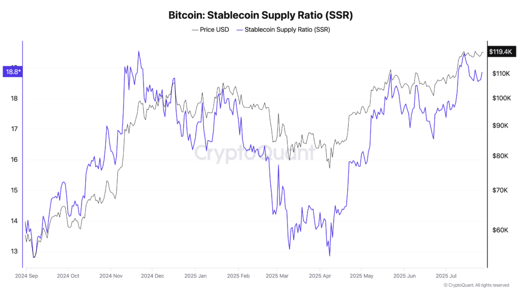 شاخص SSR بیت کوین - منبع: CryptoQuant