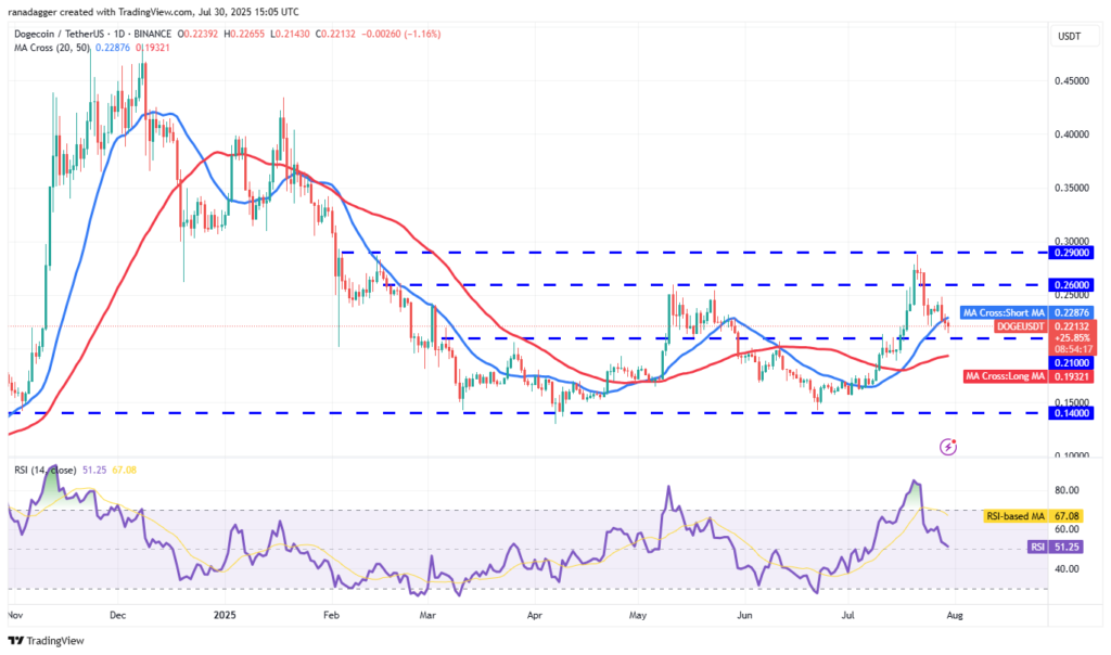 نمودار دوج کوین تایم فریم ۱ روزه - منبع: TradingView