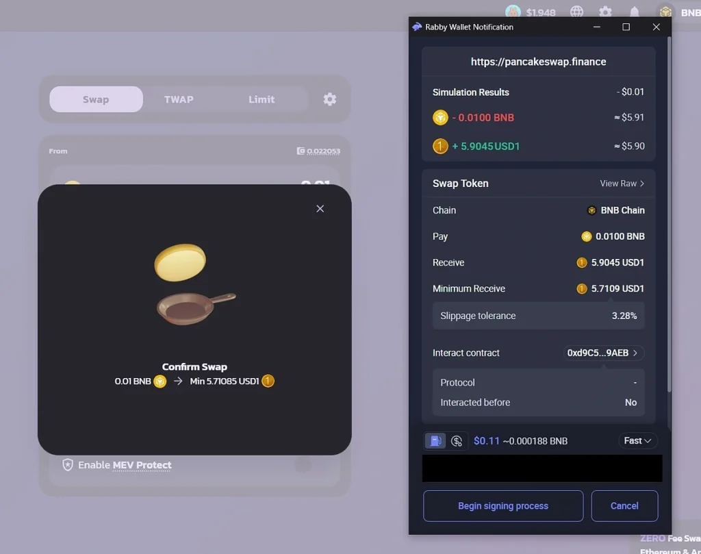آموزش خرید استیبل کوین USD1 در پنکیک سواپ