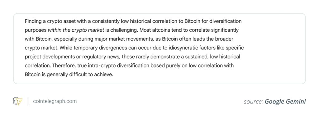 نمونه پاسخ هوش مصنوعی جمنای گوگل - منبع: Cointelegraph