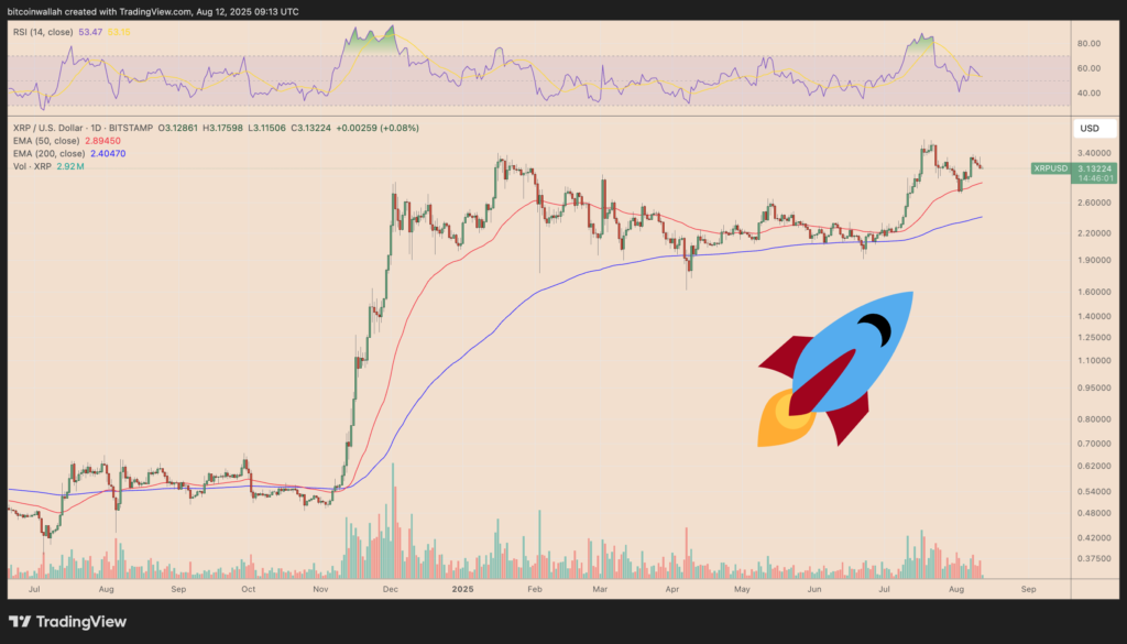 نمودار ریپل تایم فریم ۱ روزه - منبع: TradingView