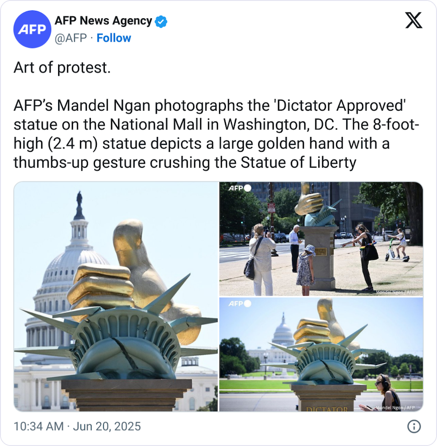 مجسمه اعتراضی در National Mall - منبع: AFP