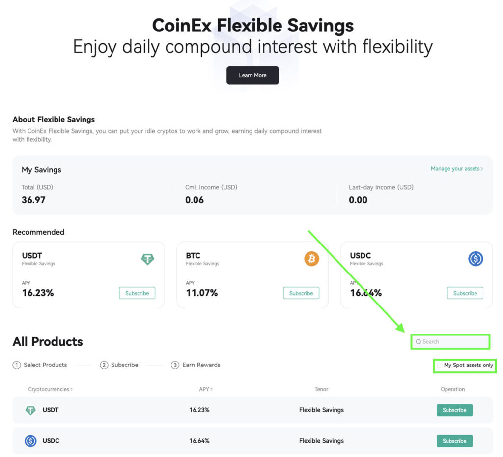 نحوه کسب درآمد از Flexible Savings کوینکس