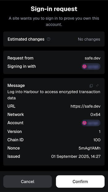 تراکنش‌های رمزنگاری شده در کیف پول Safe
