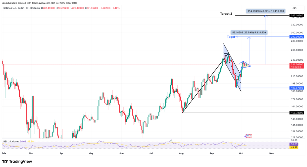 نمودار قیمت سولانا در تایم‌فریم روزانه - منبع: TradingView