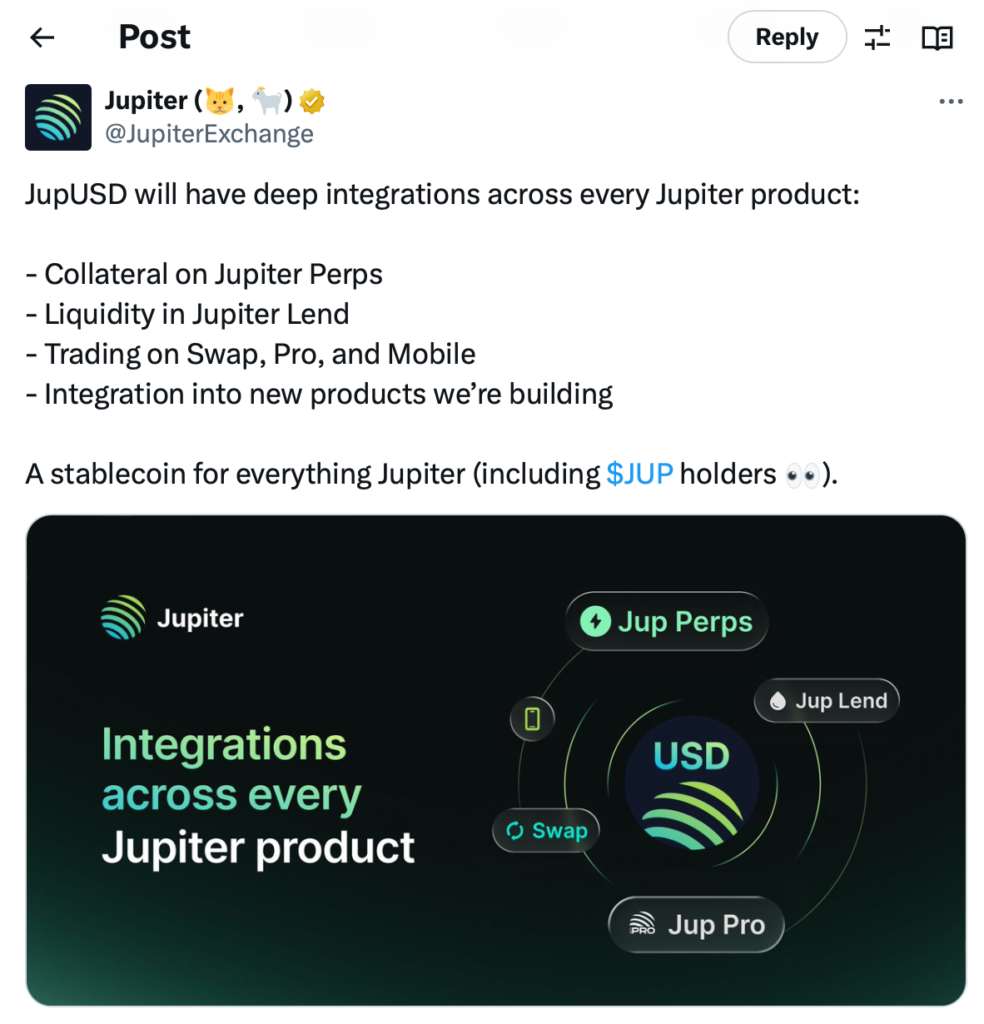 معرفی Ju[pUSD توسط پلتفرم ژوپیتر - منبع: Jupiter