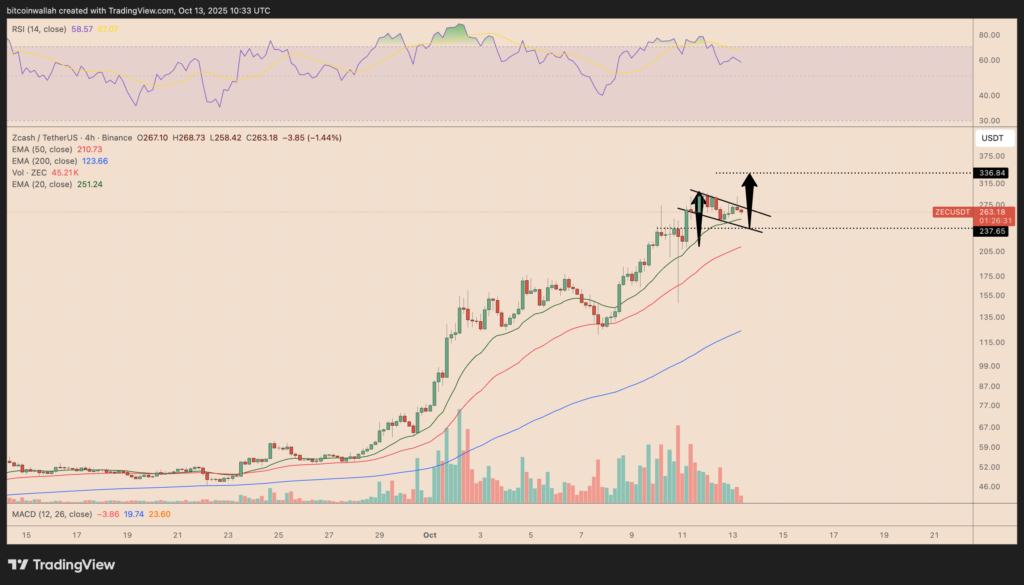 نمودار زی‌کش تایم‌فریم ۴ ساعته - منبع: TradingView