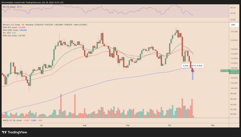نمودار روزانه قیمت بیت کوین - منبع: TradingView