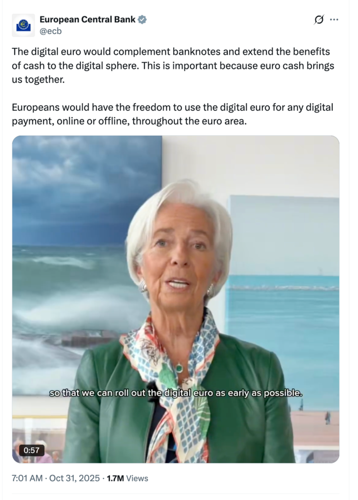 معرفی یوروی دیجیتال در حساب رسمی بانک مرکزی اروپا - منبع: European Central Bank