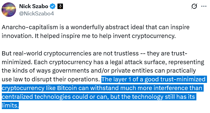 اظهارات نیک زابو درباره حد تحمل فشار بیت کوین - منبع: Nick Szabo اظهارات نیک زابو درباره حد تحمل فشار بیت کوین - منبع: Nick Szabo