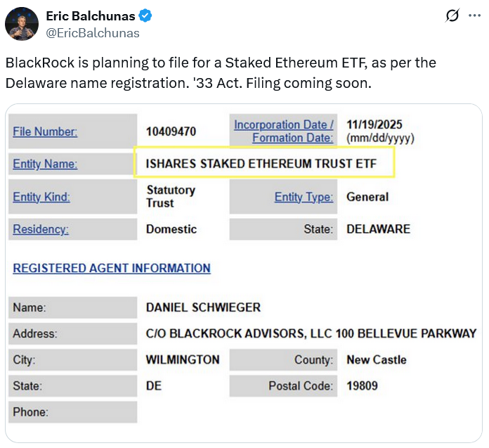 برنامه بلکراک برای راهاندازی ETF استیکینگ اتریوم - منبع: Eric Balchunas برنامه بلکراک برای راهاندازی ETF استیکینگ اتریوم - منبع: Eric Balchunas