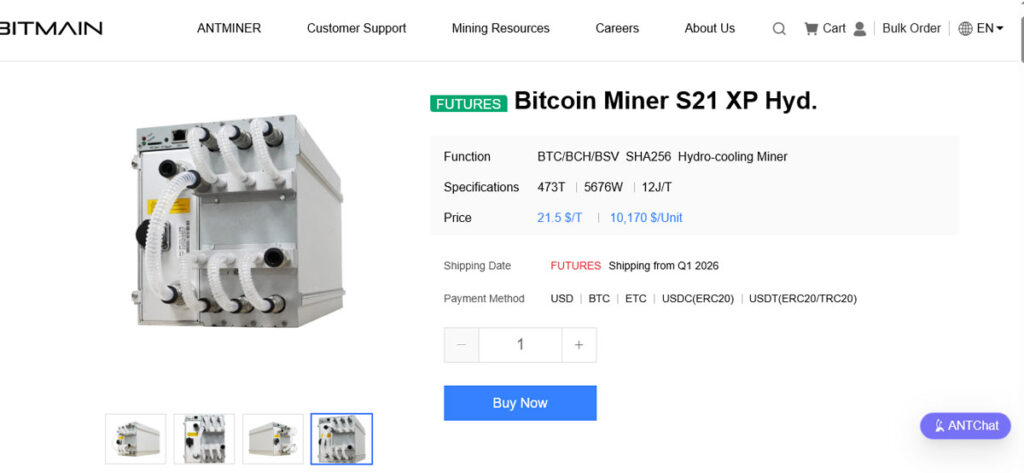 بهترین ماینر بیت کوین Antminer S21 XP Hyd