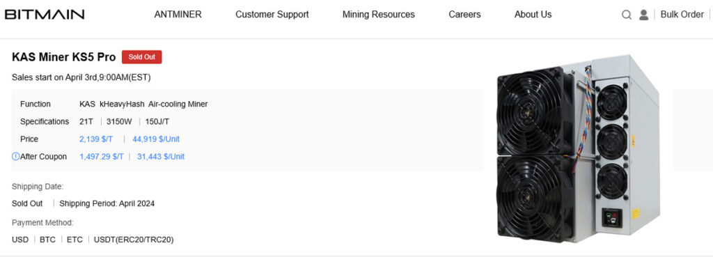 بهترین ماینر ارز دیجیتال کاسپا Antminer KS5 Pro