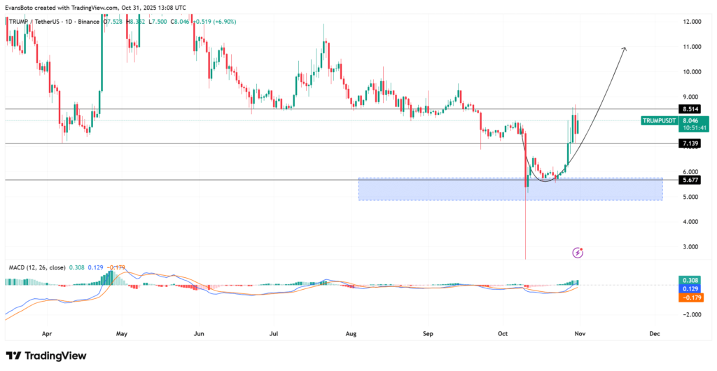 نمودار روزانه قیمت TRUMP - منبع: TradingView