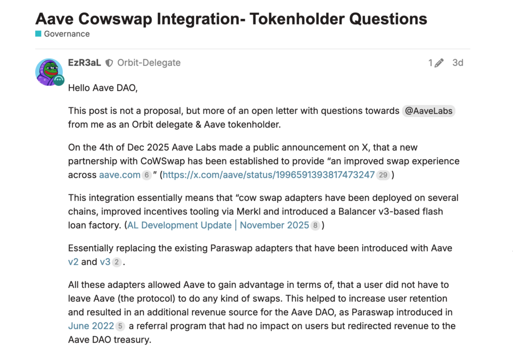 اظهارات یکی از اعضای ناشناس DAO آوه درباره اختلافات موجود - منبع: Aave Governance اظهارات یکی از اعضای ناشناس DAO آوه درباره اختلافات موجود - منبع: Aave Governance