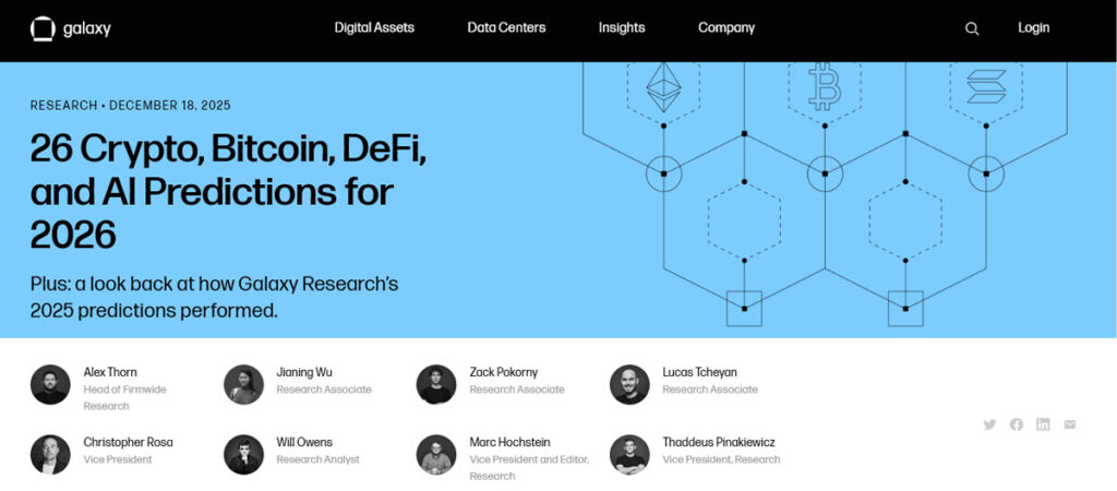 پیشبینی گلکسی ریسرچ از بازار ارزهای دیجیتال در سال ۲۰۲۶