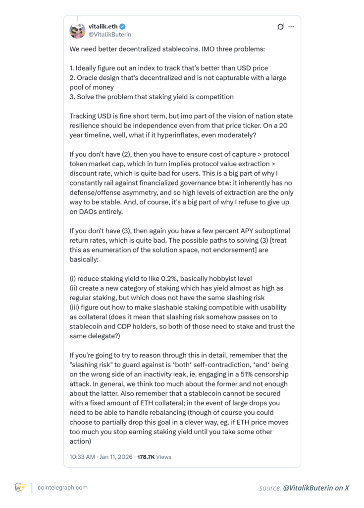 توییت مربوط به ویتالیک بوترین درباره چالشها اساسی استیبل کوین ها توییت مربوط به ویتالیک بوترین درباره چالشها اساسی استیبل کوین ها