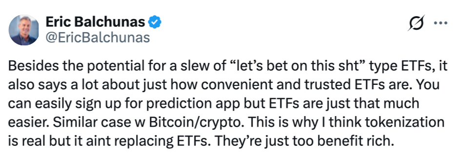 توییت اریک بالچوناس درباره ETFهای انتخاباتی