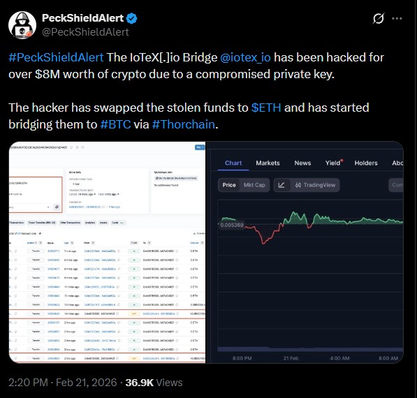هشدار پکشیلد از هک پل بلاک چینی ioTube
