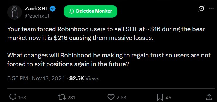 توییت زکایکسبیتی در رابطه با صرافی رابینهود