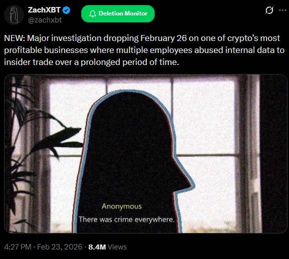 زک اکسبیتی با انتشار این تصویر و توییت اعلام کرد تحقیق بعدی او درباره تخلفات داخلی یک شرکت مطرح کریپتویی است